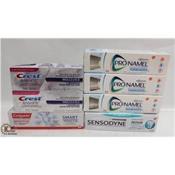 7 TUBES OF ASSORTED TOOTHPASTE INCL. PRONAMEL,