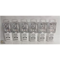 6 PACKS OF SONY STEREO HEADPHONES