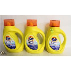 3 BOTTLES OF TIDE SIMPLY + OXI LAUNDRY DETERGENT