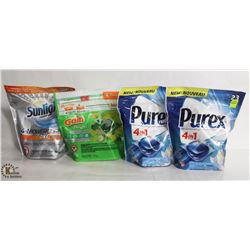 4 PACKS OF ASSORTED LAUNDRY DETERGENT INCL.