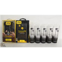 2 OTTER BOX IPHONE CASES & 5 PAIRS OF SONY