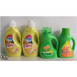 4 BOTTLES OF ASSORTED LANDRY DETERGENT INCL. GAIN