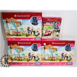 LOT OF 4 AMERICAN GIRLS MEGABLOK SETS.