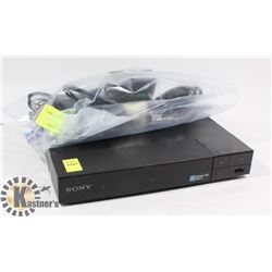 SONY BLU-RAY PLAYER WITH REMOTE & CORDS.