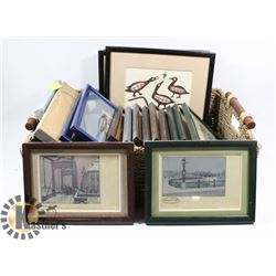 BASKET WITH ASSORTED WALL HANGINGS