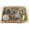 Image 1 : BASKET OF ASSORTED ROCKS AND MORE.