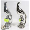 Image 1 : PAIR OF SILVER TONES BIRD ORNAMENTS