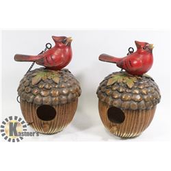 PAIR OF RED BIRD DECOR