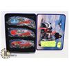 Image 1 : SET OF 3 MOTORCYCLE DESIGN POCKET KNIVES IN TIN