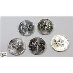 LOT OF 5 CANADIAN 2011 FINE SILVER .9999 $5 COIN.