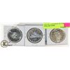 Image 1 : LOT OF 3 CANADIAN SILVER DOLLAR COINS.