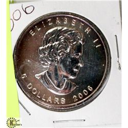 2006 CANADIAN 1 OUNCE .999 FINE SILVER $5 COIN.