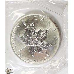 1989 CANADIAN 1 OUNCE .999 FINE SILVER $5 COIN.