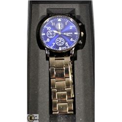 NEW MEN'S MIGEER WATCH BLUE ON BLACK