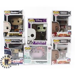 LOT OF 6 ASSORTED FUNKO POP VINYL FIGURES.
