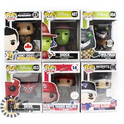 LOT OF 6 ASSORTED FUNKO POP VINYL FIGURES.