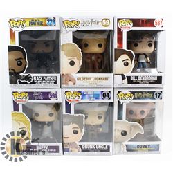 LOT OF 6 ASSORTED FUNKO POP VINYL FIGURES.