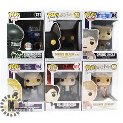 LOT OF 6 ASSORTED FUNKO POP VINYL FIGURES.