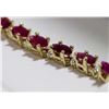 Image 4 : 30) 10K YELLOW GOLD RUBY AND DIAMOND BRACELET,