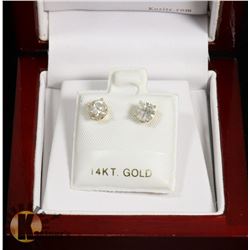 46) 10K YELLOW GOLD DIAMOND STUD EARRINGS,