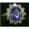Image 1 : 42) 14K WHITE GOLD TANZANITE AND DIAMOND RING,