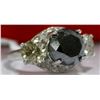 Image 4 : 35) 14K WHITE GOLD BLACK DIAMOND RING,
