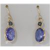 Image 1 : 37) 14K YELLOW GOLD TANZANITE & DIAMOND EARRINGS,
