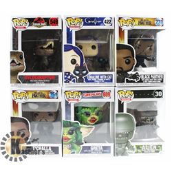 LOT OF 6 ASSORTED FUNKO POP VINYL FIGURES.