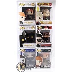 LOT OF 6 ASSORTED FUNKO POP VINYL FIGURES.
