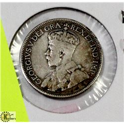 1917 NEWFOUNDLAND 25 CENT PIECE.