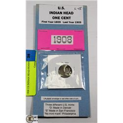 1908 US INDIAN HEAD PENNY.