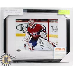 FRAMED CAREY PRICE AUTOGRAPHED WITH FSHQ COA.