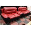 Image 1 : NEW RED AND BLACK LEATHERETTE SOFA 74"