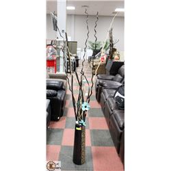 TALL BROWN FLOOR VASE W/ARTIFICIAL