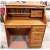 Image 1 : SOLID WOOD ROLL TOP DESK NO KEY, 41"X44"X45".