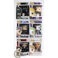 LOT OF 6 ASSORTED FUNKO POP VINYL FIGURES.