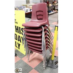 LOT OF 8 HEAVY DUTY RED & CHROME