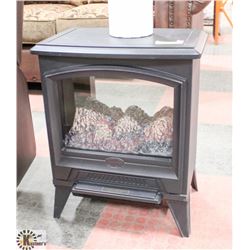 BLACK METAL ELECTRIC FIREPLACE W/FLAMES