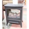 Image 1 : BLACK METAL ELECTRIC FIREPLACE W/FLAMES