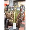 Image 1 : WHITE GLASS VASE W/ARTIFICIAL FOLIAGE &