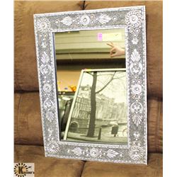 DECORATIVE SILVER & STONE MIRROR