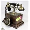 Image 1 : VINTAGE STYLE BRASS & WOOD TELEPHONE