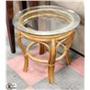 Image 1 : BAMBOO GLASS TOP END TABLE, 24"X23.5".