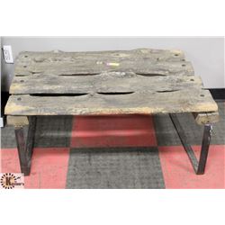 WOOD AND METAL COFFEE TABLE, 39"X28"X16".