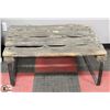 Image 1 : WOOD AND METAL COFFEE TABLE, 39"X28"X16".