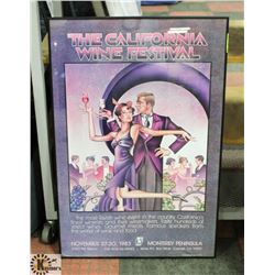LARGE 24"X36" FRAMED POSTER OF THE CALIFORNIA WINE