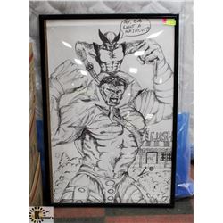 WOLVERINE AND THE HULK FRAMED PICTURE