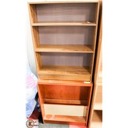 LOT OF 2 ASSORTED SIZED BOOKSHELVES.