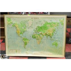 LARGE WORLD MAP WALL HANGING - AS IS
