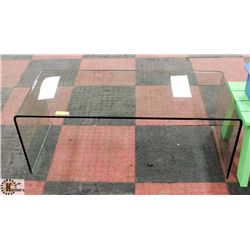 GLASS COFFEE TABLE, 43"X18"X17".